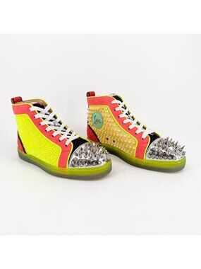 Christian Louboutin No Limit Spike Sneakers Size 40 US Women 10 Strass High Top